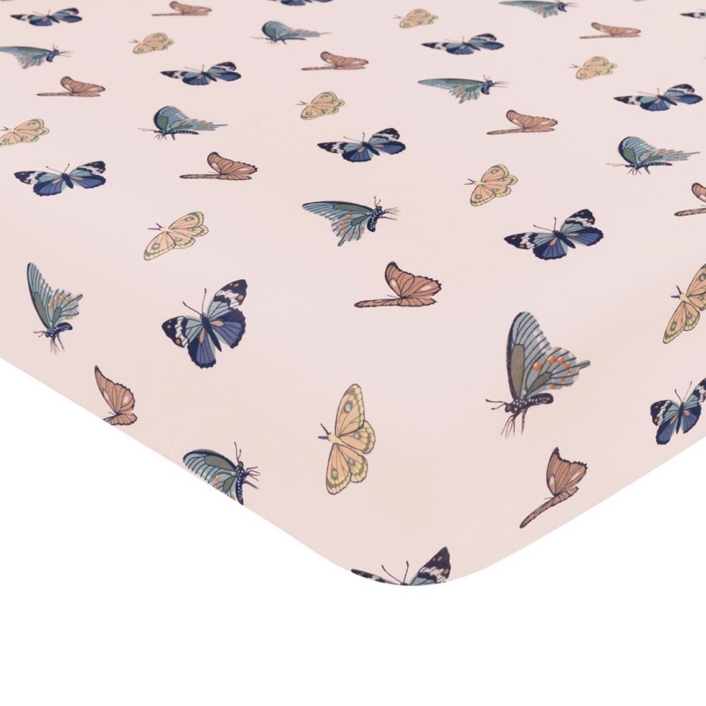 Kyte BABY Blush Butterfly Print Crib Sheet